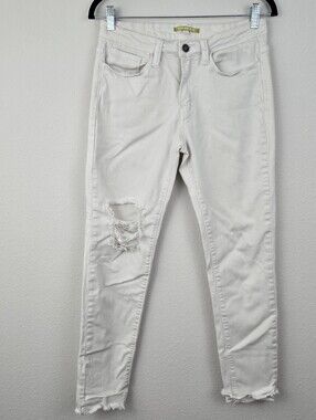 White Gianni Bini Distressed Skinny Pants
